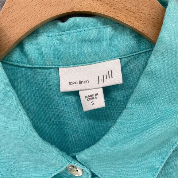 J Jill Top Womens Small Blue Love Linen Button Up Collar Sleeveless A Line Tunic - Picture 5 of 10